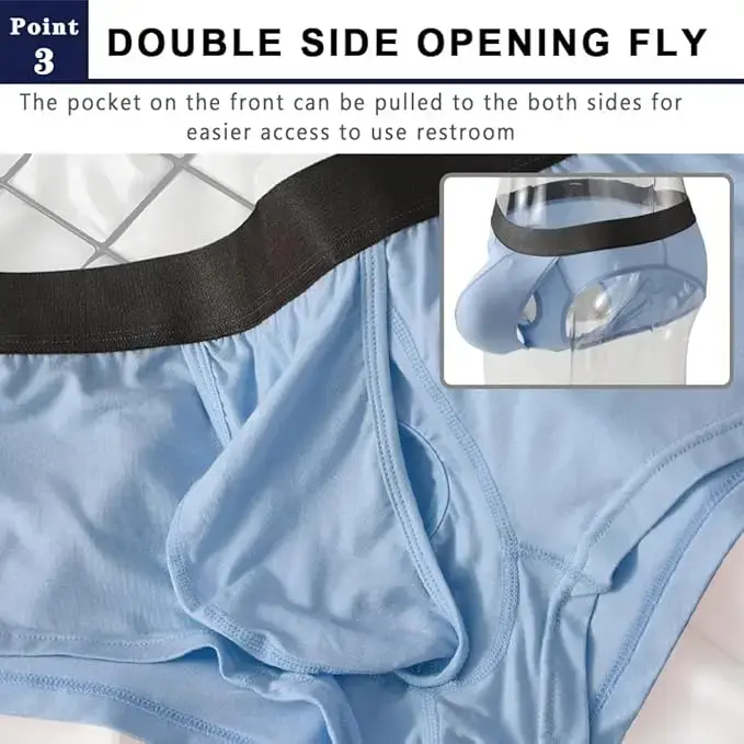 Boxer da uomo in fibra di bambù Custodia per mosche anteriore aperta Traspirante Rigonfiamento Biancheria intima Separata Custodia per bauli Doppia custodia Mutande