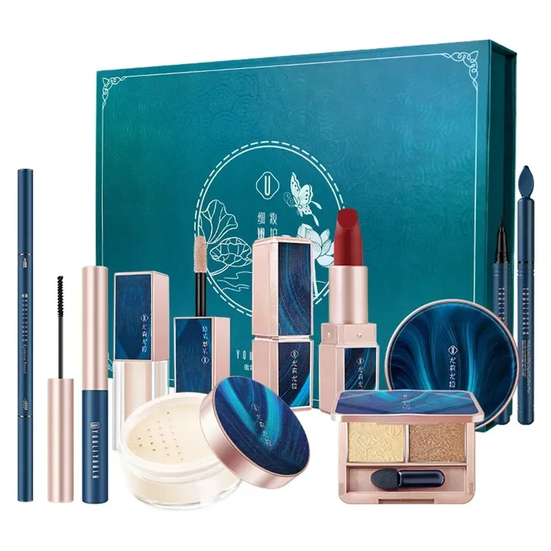8pcs Makeup Set Gift Box Novice Learning Set Lipstick Concealer Foundation Eyeshadow Palette Setting Powder Women's Makeup Set — image 6