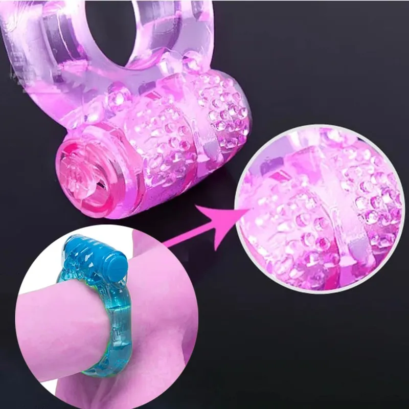 Finger Ring Vibrator Elastic Silicone Penis Vibrating Clitors Massager Cockring Toy Sex Toys Adult Products for men — image 2