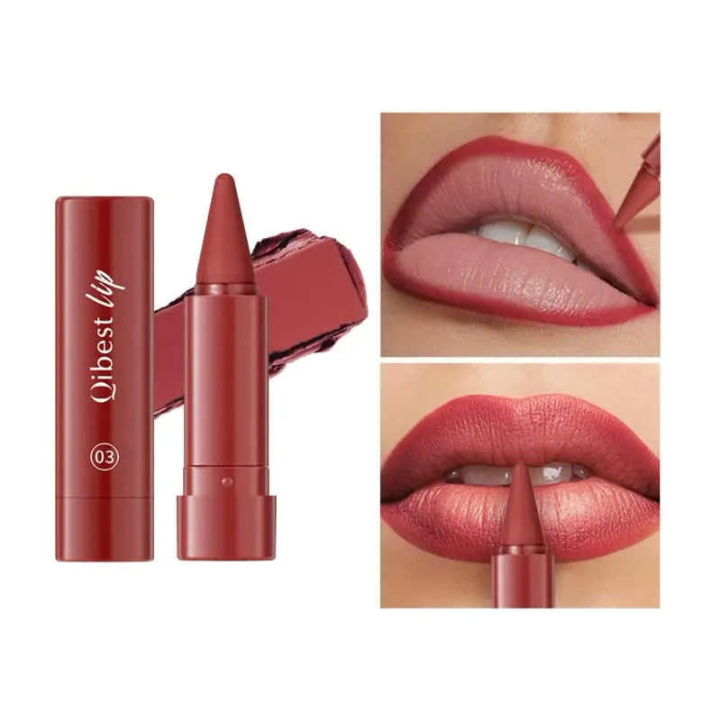 Waterproof Matte Lipstick Liner 2-in-1 Pencil High Pigmentation Lip Color Smooth Moisturizing Formula Natural Gradient Lipstick