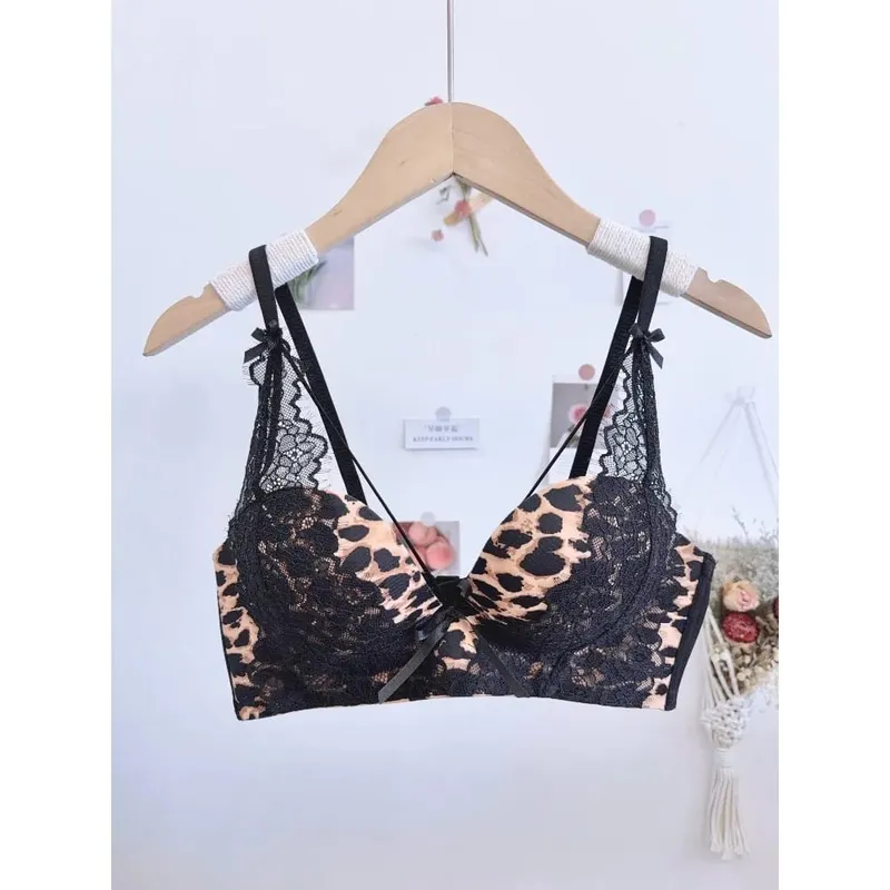 Vendita calda set reggiseno push-up incrociato con stampa leopardata senza fili senza cuciture anti-cedimento lingerie intimo sexy per le donne — image 5