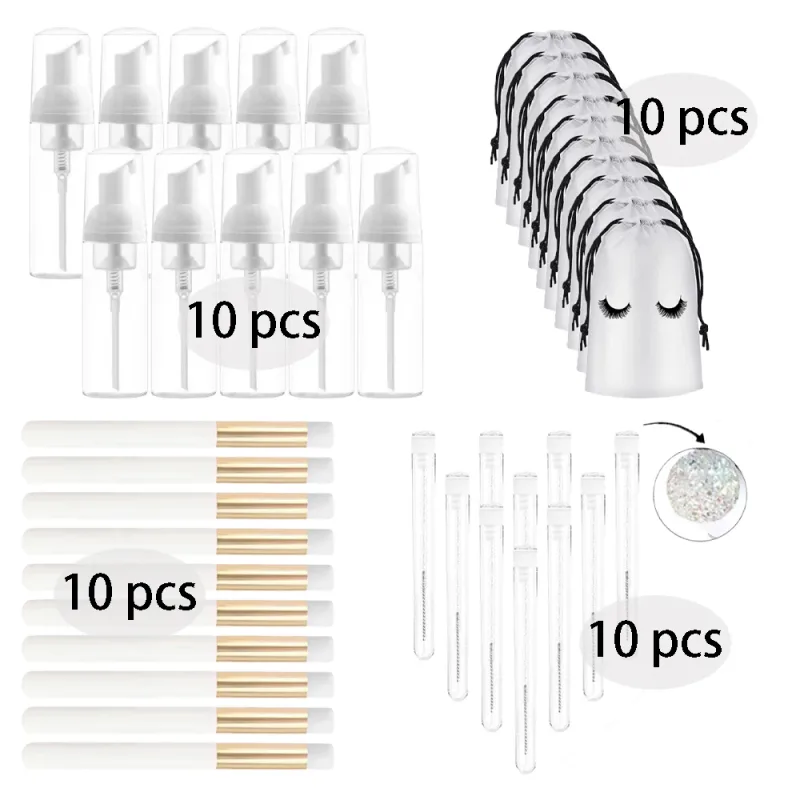 20/40 ks 60ml plastové plnitelné nepropustné lahvičky s prázdnou pumpičkou na řasy Sada cestovního dávkovače mýdla na mýdlo na make-up — image 11