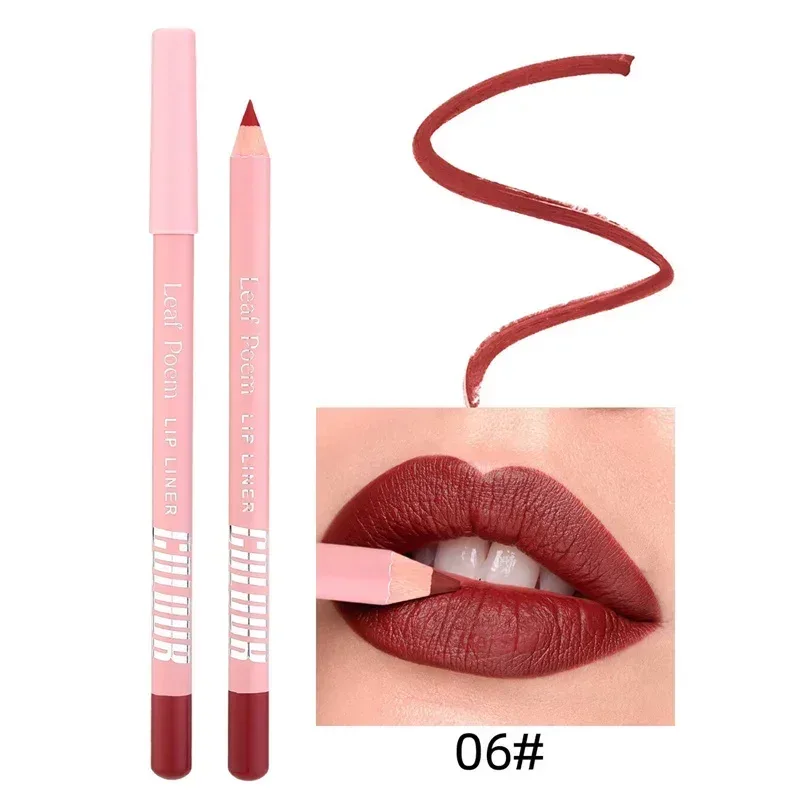 12-Color Waterproof Matte Lip Liner Pencil Lasting Smudge-Proof Lipliner Non-Transfer Formula Precise Outline Lip Pencil Makeup
