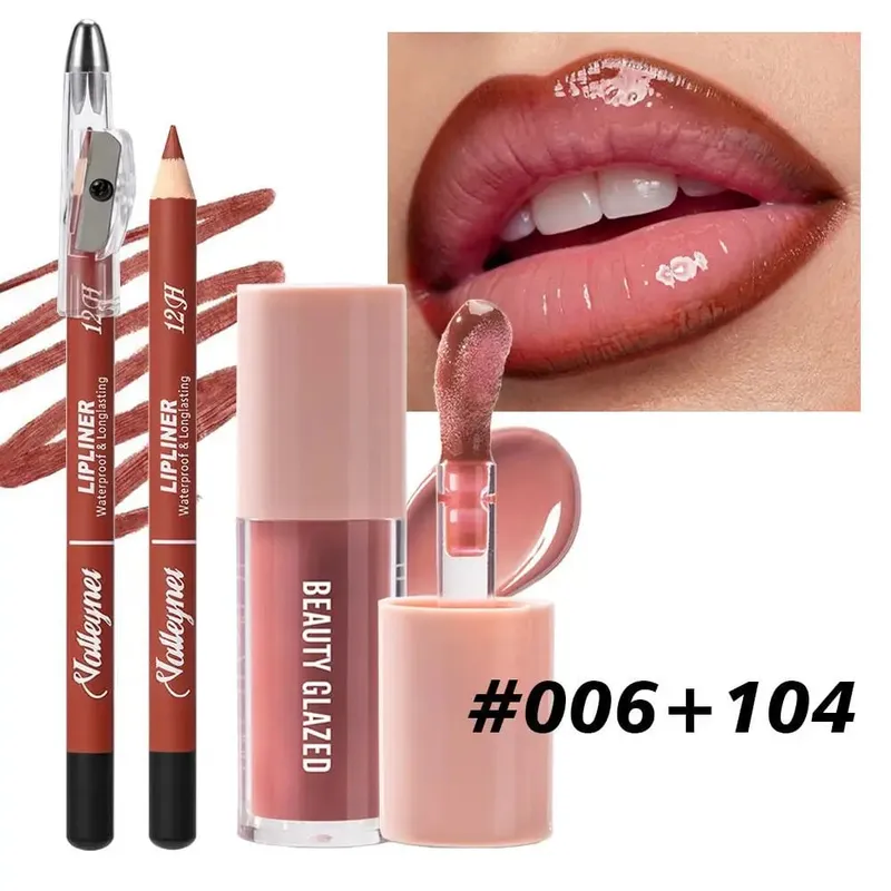 2Pcs/Set Lip Sculpting Set-Deep Shade Liner with Sharpener +Creamy Liquid Lipstick -Volume Enhancing Duo for Fuller Looking Lips — image 3