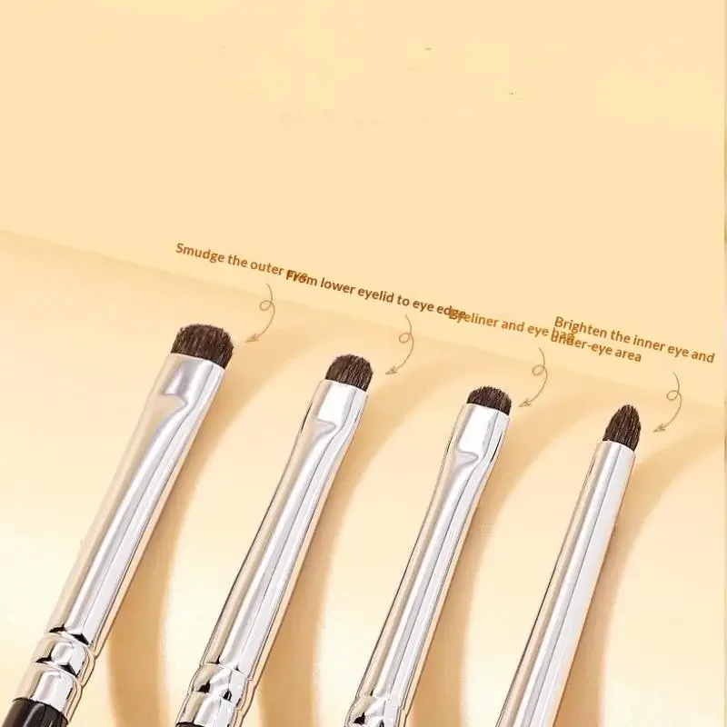 4/6 stk. Udtværingsbørster under øjnene Blød eyelinerbørste Perfekt øjenmakeupværktøj Øjendetaljebørster sæt hestehår øjenskyggebørster