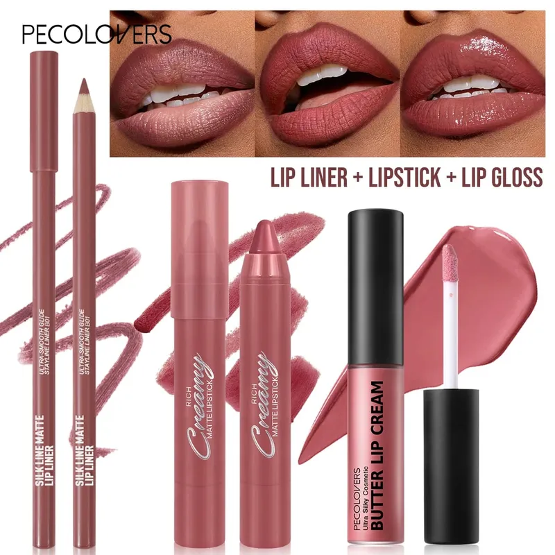 3PCS/SET Long-Lasting Non-Stick lipstick pen&Waterproof Lipliner Pencil & Long-Lasting Lip Oil Lip Gloss Beginner-Friendly — image 5