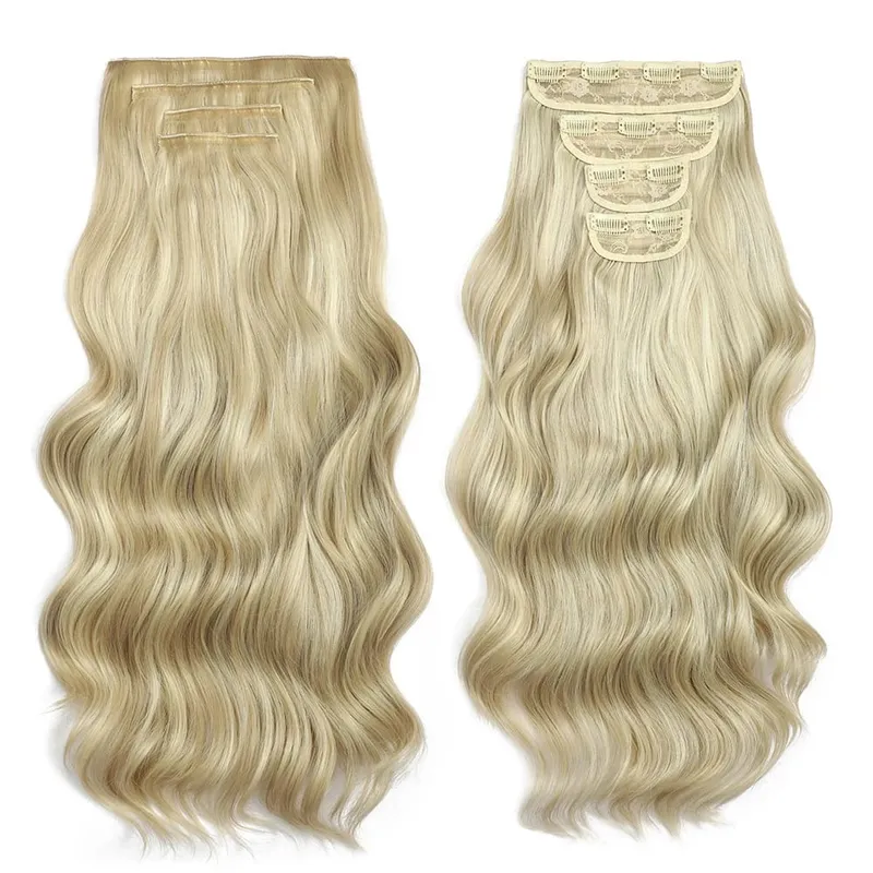 Bio Body Wave Clip in Hair Extensions 22 inches 4 pcs/lot 220g Soft Natural Heat Resistant Fiber Clip in Synthetic Hair
