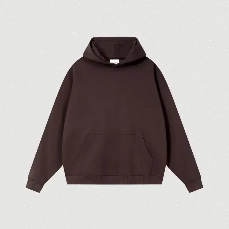 400GSM Oversized Frency Terry Autumn Winter Casual Cotton Men Woven High Quality Top Solid Color Hoodies Sweatshirt Streatwear