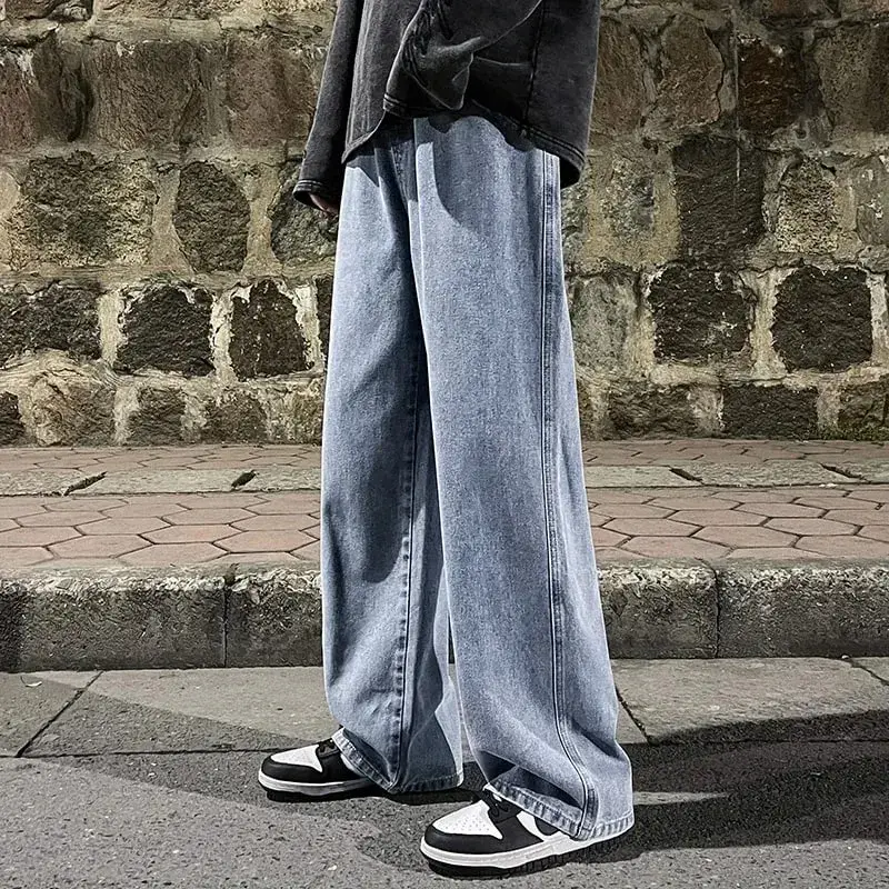 Brand Men's Jeans Korean Version Student Casual Pants High Street Straight Loose Wide Leg Jeans Black Grey Blue Baggy Jeans — image 11