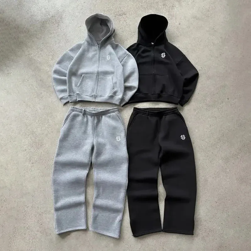 Sudaderas con capucha Y2k High Street con patrón bordado para hombre, sudaderas holgadas de gran tamaño, jersey para mujer, Sudadera con capucha con cremallera de Hip Hop, pantalones Vintage — image 2