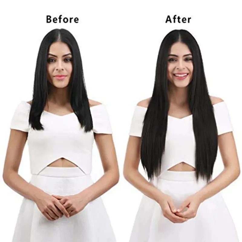 Long Straight Synthetic 16 Clips In Hair Extensions 7Pcs/Set High Temperature Fiber Black Brown Blonde Hairpiece For Women — image 6