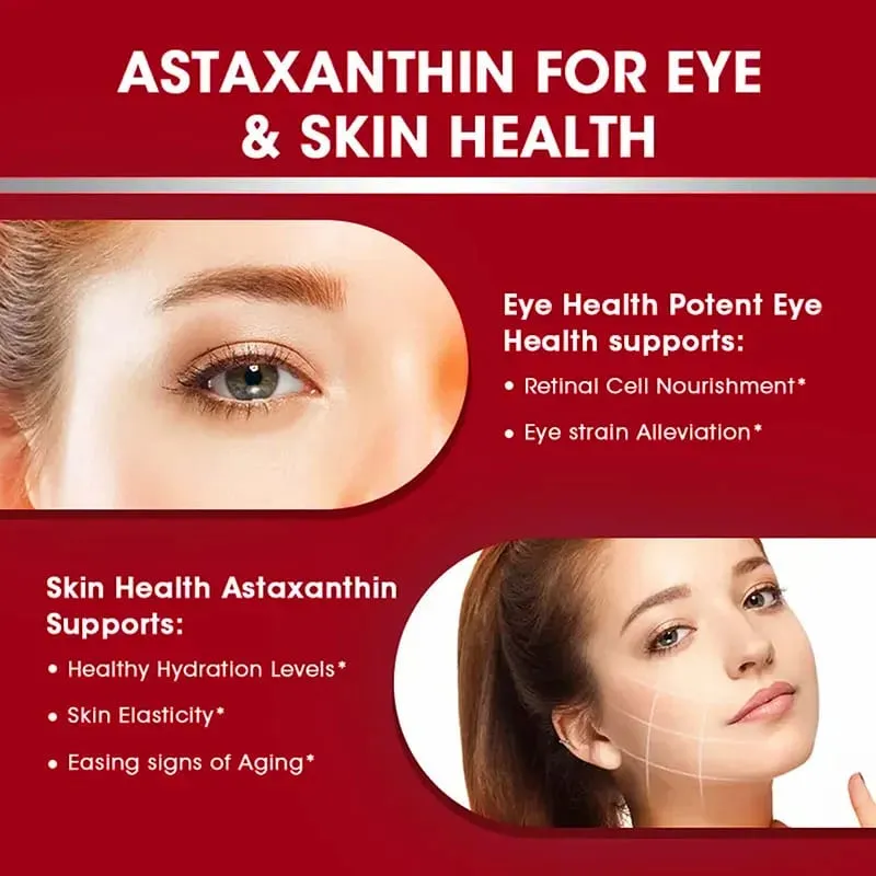 Astaxanthin 24mg - Promotes Cardiovascular Health & Accelerates Metabolism Supporting Eye Joint & Skin Health