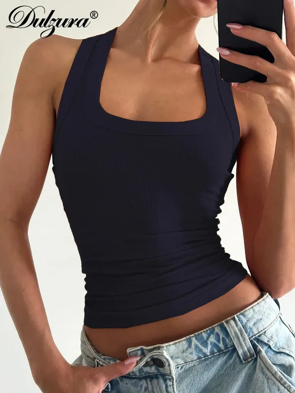 Dulzura Square Collar Sleeveless Slim Ribbed Tank Top Women'S Solid Sexy Casual Top Party Club Street Summer Clothes Wholesale — image 5