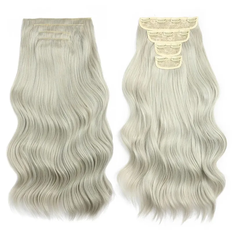 Bio Body Wave Clip in Hair Extensions 22 inches 4 pcs/lot 220g Soft Natural Heat Resistant Fiber Clip in Synthetic Hair