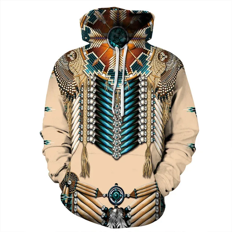 Fashionable 3D Printed Bohemian Pattern Men's Top Fashionable Men's Loose Large Sports Hoodie Street Retro Long Sleeve Hoodie — image 30