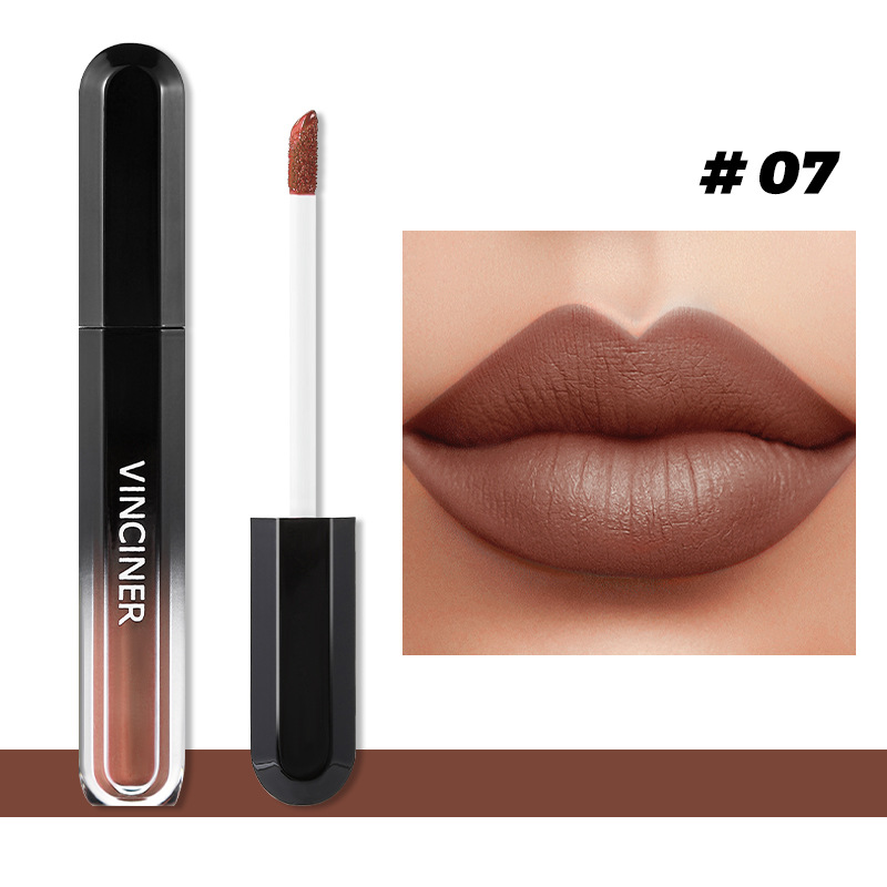 12 Colors Liquid Lipstick Matte Dark Brown Lip Gloss Cosmetic Waterproof Red Lip Glaze Non-stick Cup LongLasting Lip Tint Makeup — image 15
