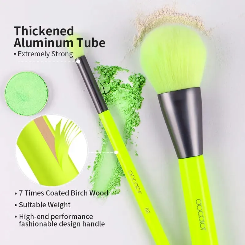 Docolor Neon Makeup Brushes 10pcs Professional Synthetic Hair Powder Foundation Eye Shadows Blending Contour Make Up Brushes — image 4