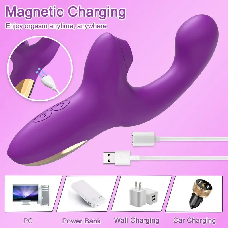 Powerful 20 Speeds Dildo Vibrator Female Clit Sucker Vacuum Clitoris Stimulator Adults Goods Finger Wiggling Sex Toy for Women — image 5