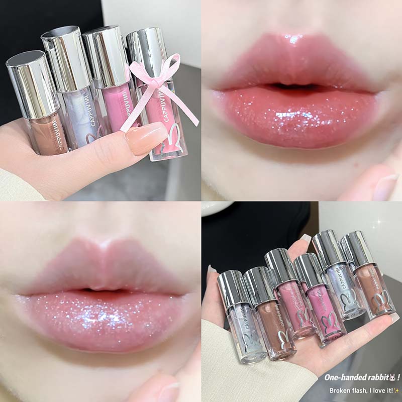 Brown Glitter Lip Glaze Lasting Shimmer Mirror Water Lip Gloss Waterproof Jelly Plumping Lipstick Make Up Moisturizing Lip Tint — image 4