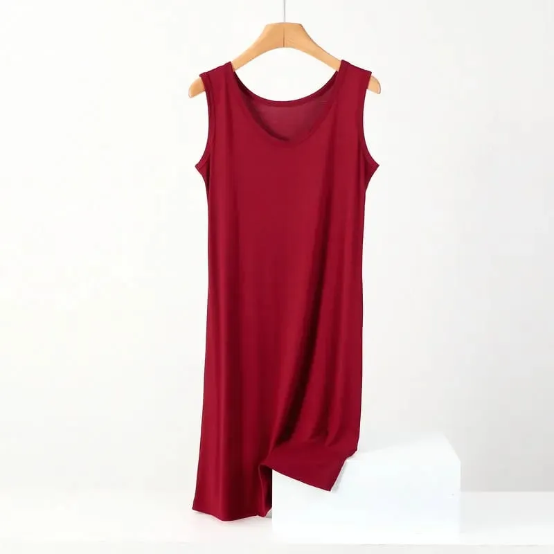 Summer Modal Sleeveless Dress Solid color Tank dress Large size 8XL Mid-Length Bottoming Cami dresses All match — image 16
