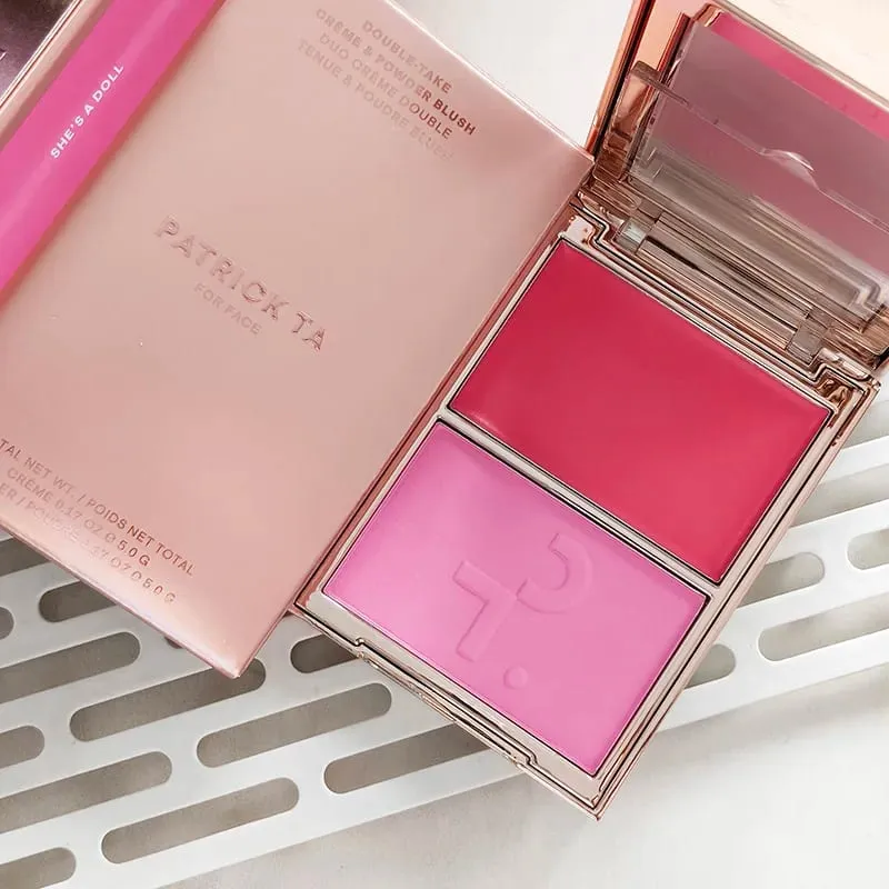 Patrick 2 in 1 Cream & Powder Blush Palette Dual Cheek Blush Duo Lasting Natural Brightening TA Makeup Cosmetics She's That Girl — image 14