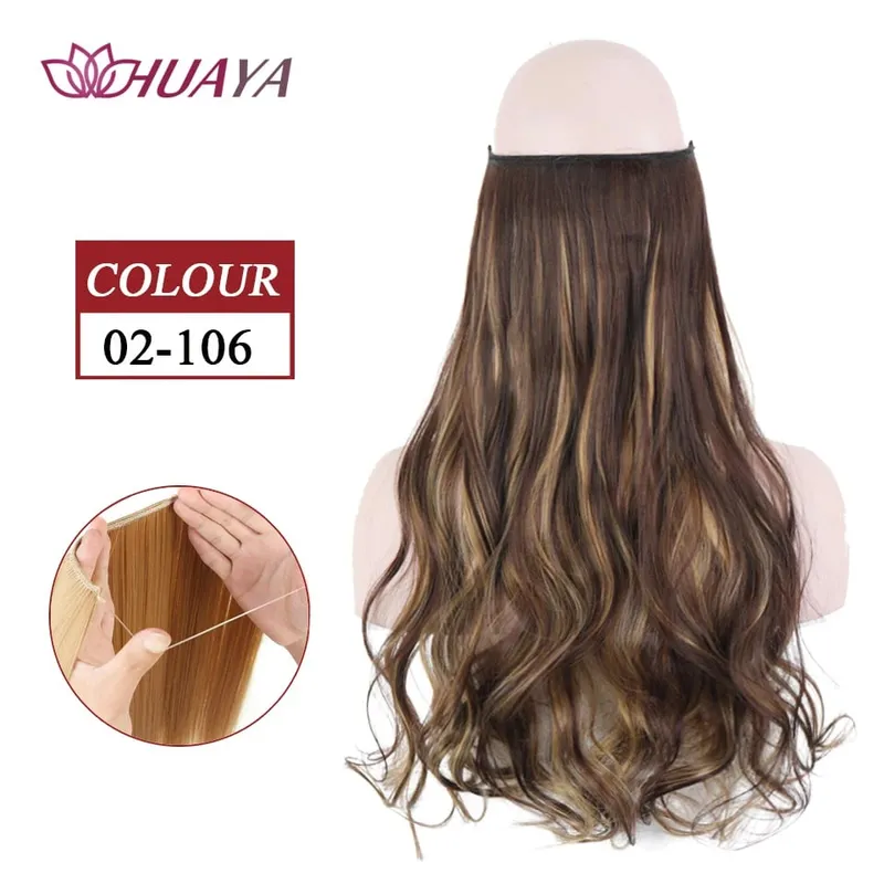 Synthetic Long Straight Invisible Wire No Clips In Hair Extensions Fake Hair Pieces Secret Fish Line Hairpieces For Women — image 28