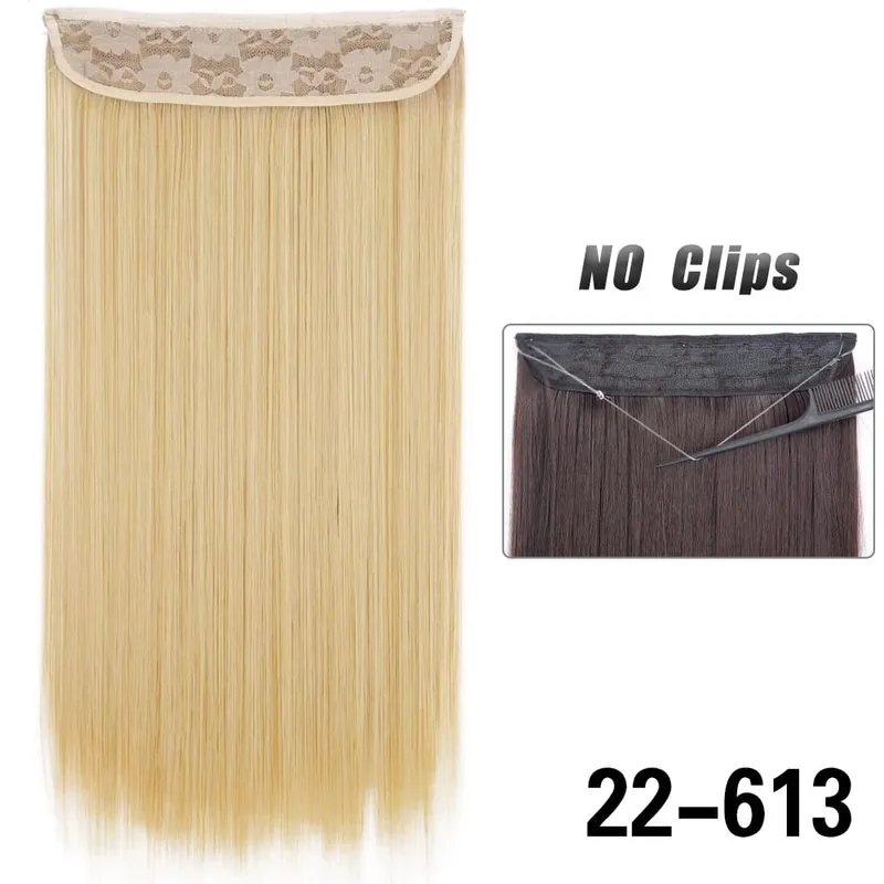 No Clips Hair Extensions Invisible Wire Long Straight Synthetic False Hair Piece 80cm Black Brown Blonde Hairstyle — image 21