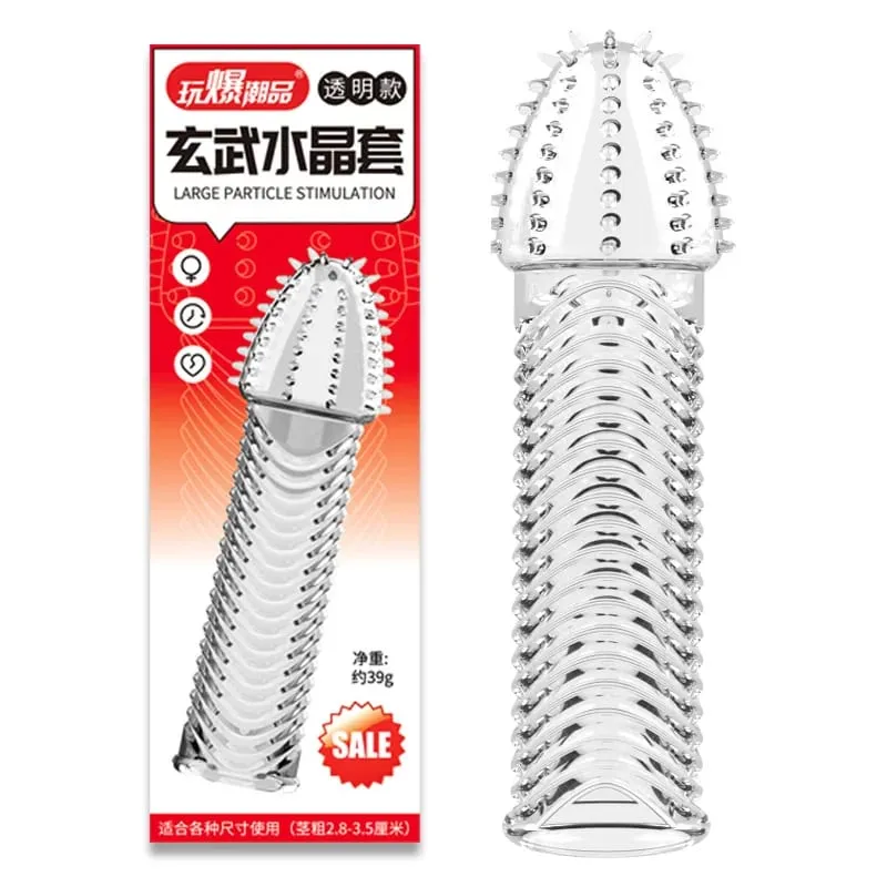 4 Types Crystal Condom Penis Enlargement Sleeve Retarded Ejaculation Adult Sm Games Sex Toys for Men Couples — image 9