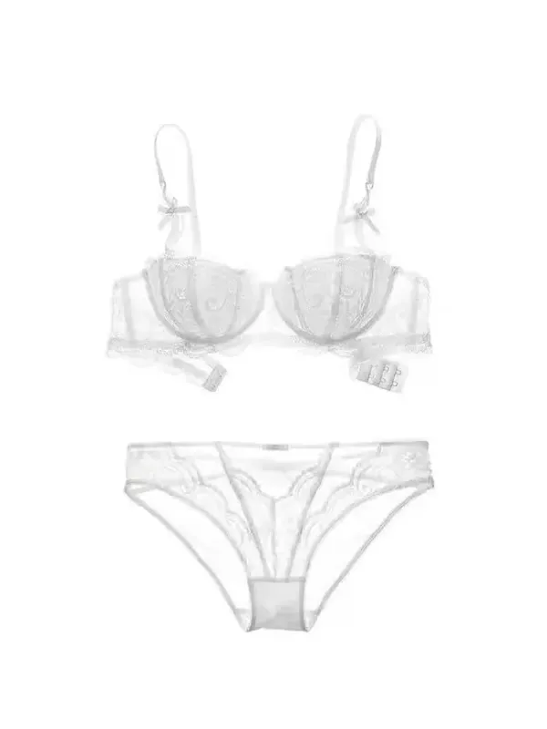 French Lace Half-Cup Bra Ultra-Thin Compact Small Bras Kawaii Lingerie Sexy Push Up Japanese Style Minimalist Design for Women — image 2