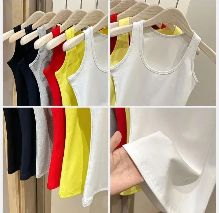 New Korean Style U-Neck Sleeveless Strap Tank Tops Slimming Base Layer Top Fashion Minimalist Design Summer Female Solid Camis — image 8
