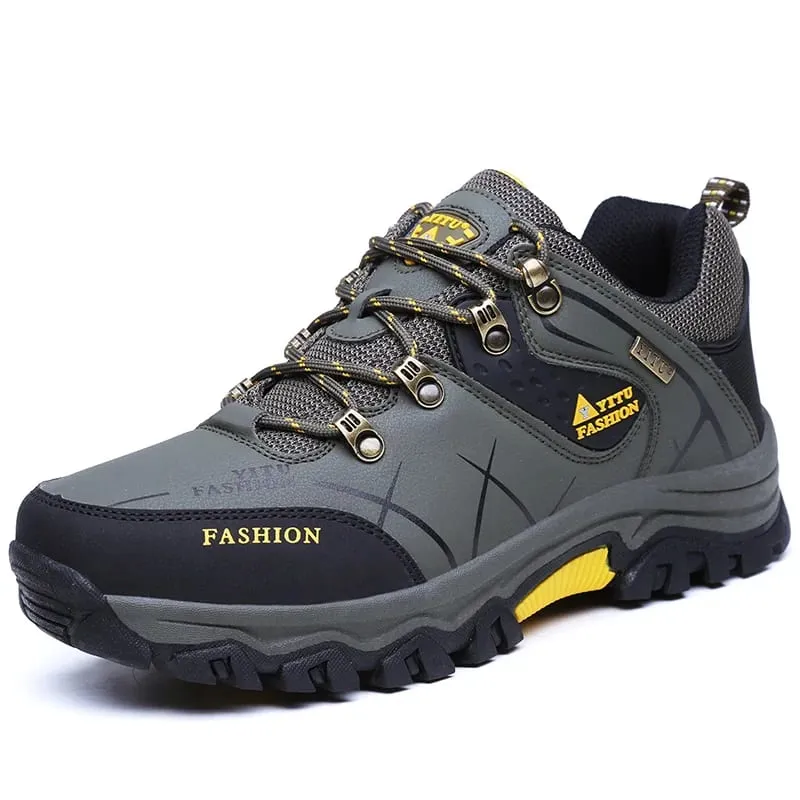 New Leather Sneakers Breathable Men Casual Shoes Comfortable Walking Shoes Non-Slip Outdoors Hiking Shoes Fashion Men's Shoes — image 1