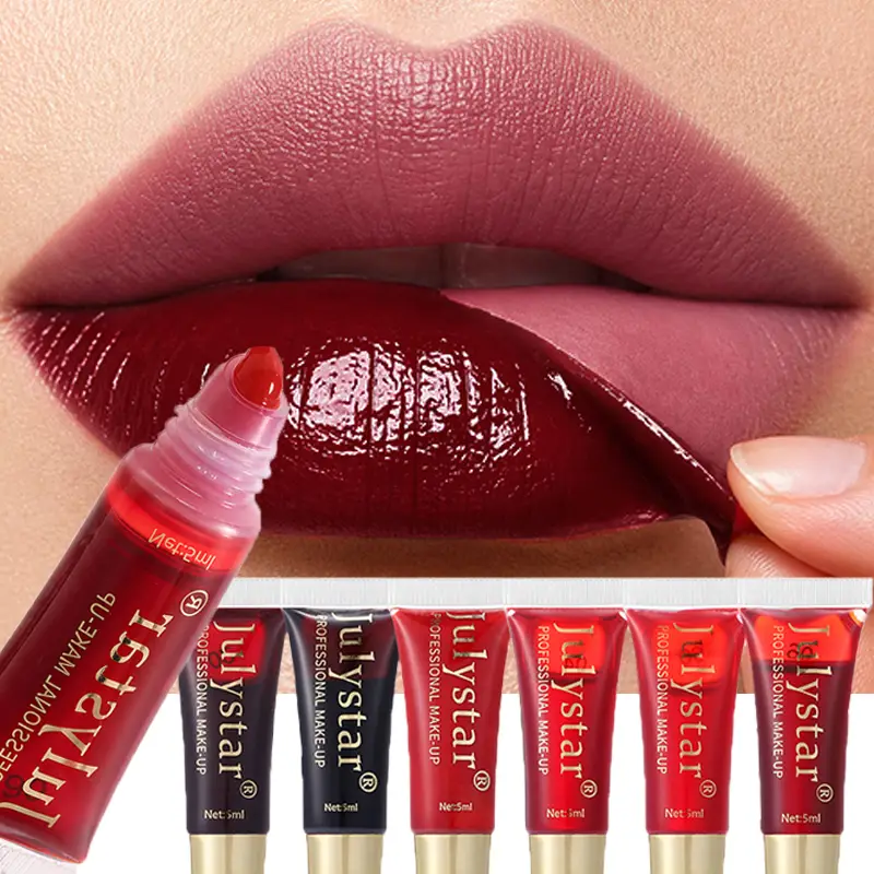 6-color Peel Off Lip Gloss Waterproof Long-lasting Black Red Tear-off Lipstick Liquid Non-stick Cup Moisturizer Lip Stain Makeup — image 2
