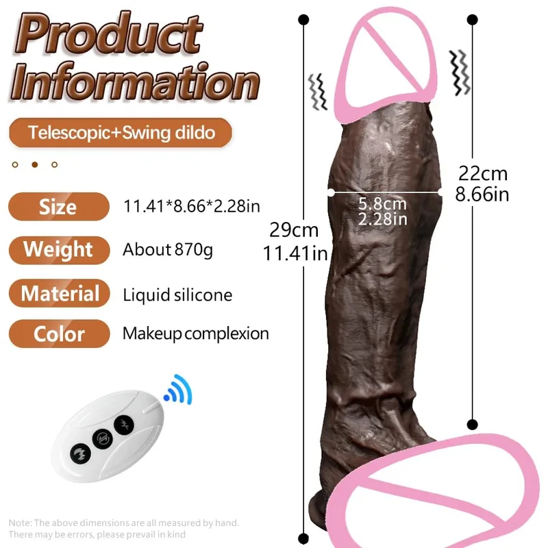 11.4in Big Dick Vibrators Lesbian Strap on Dildos Vibrator Telescopic Heating Dildos USB Chargeable Wireless Sex Toys for Women — image 5