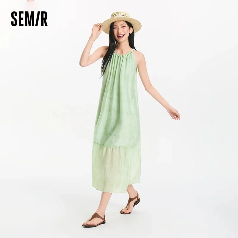 Semir Dámské šaty s mašlí Texturou ohlávka s výstřihem Vacation A Line Maxi 2026 Léto Romantické Svěží Elegantní Měkké Pohodlné Sváteční top — image 4