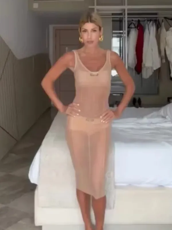 Sólido malha u pescoço malha mini vestido feminino chique sem mangas com nervuras tanque minimalista magro vestidos curtos senhora clube 2026 vestido de chegada