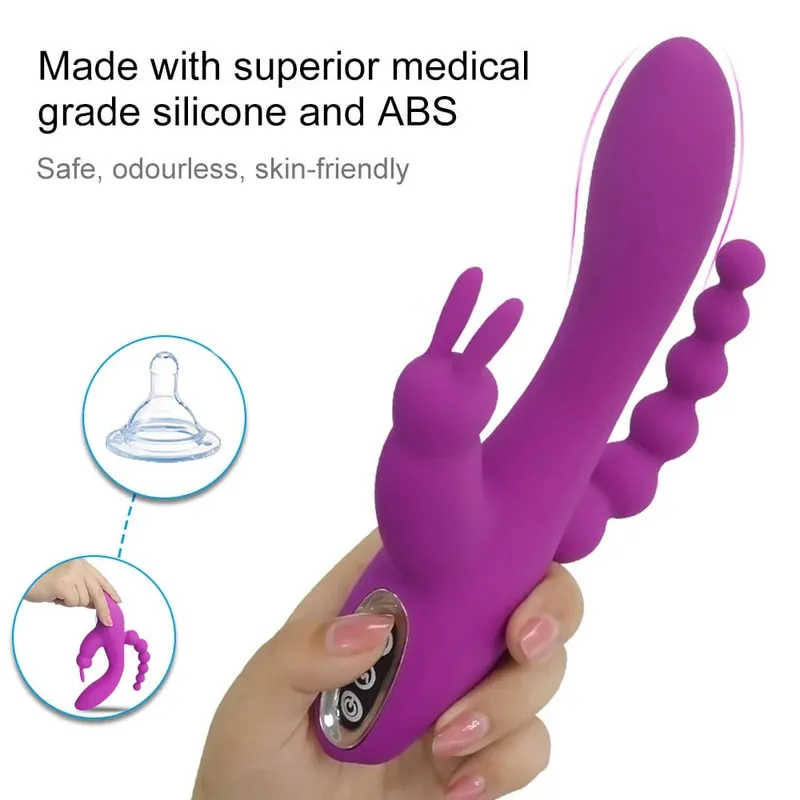 12 Modes G Spot Rabbit Vibrator Clitoral Stimulator Anal Triple Curve Massager Anal Beads Sex Toys For Women Couples Dildo — image 5