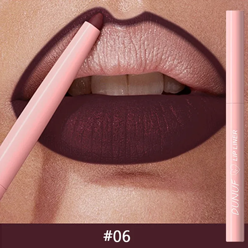 12 Colors Matte Red Brown Lipliner Pencil Waterproof Non-stick Cup Slim Lipstick Make Up Nude Pink Lip Liner Outline Lip Contour