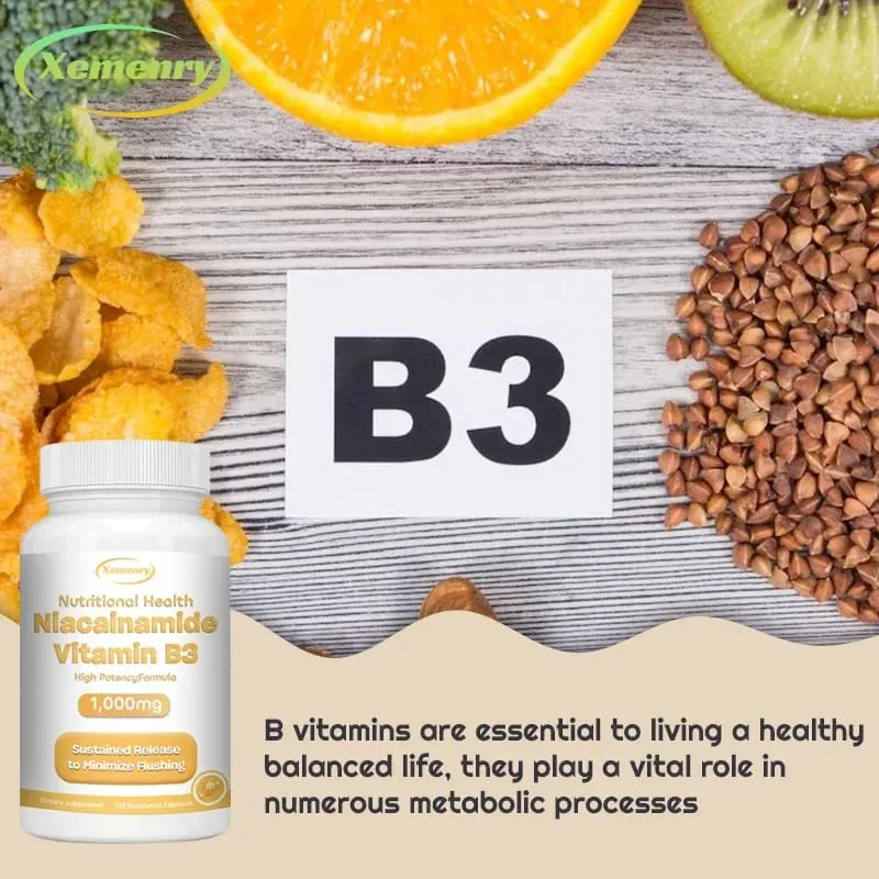 Niacinamide Vitamin B3 Capsules - Supports Skin Brain Function and Heart Health Boosts Energy and Improves The Immune System