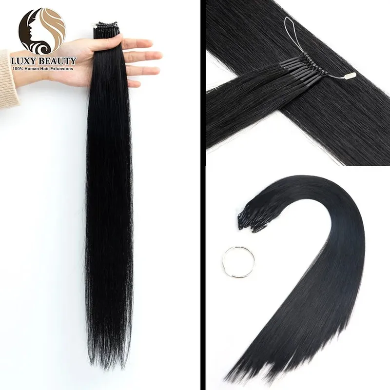 8D Micro Bead Human Hair Extensions Silicone Nano Ring Hair Extension Invisible Mini Silicon Beads Black Brown Blonde Human Hair — image 2