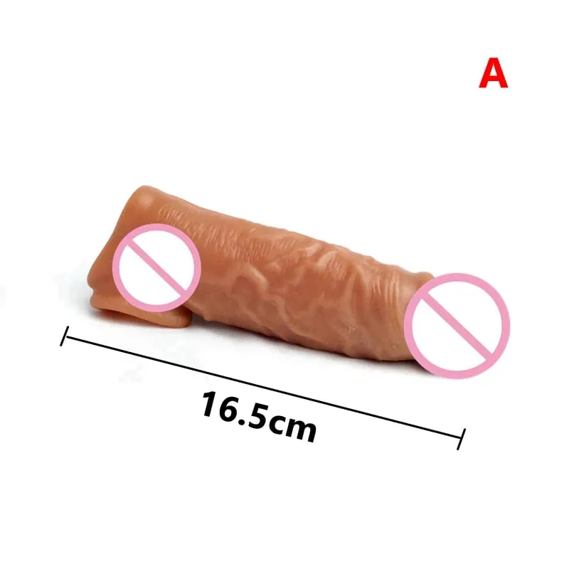 Realistic Penis Extension Cock Sleeve Reusable Silicone Penis Enlarger Delay Condoms For Men Dildo Enhancer Sex Toys — image 19