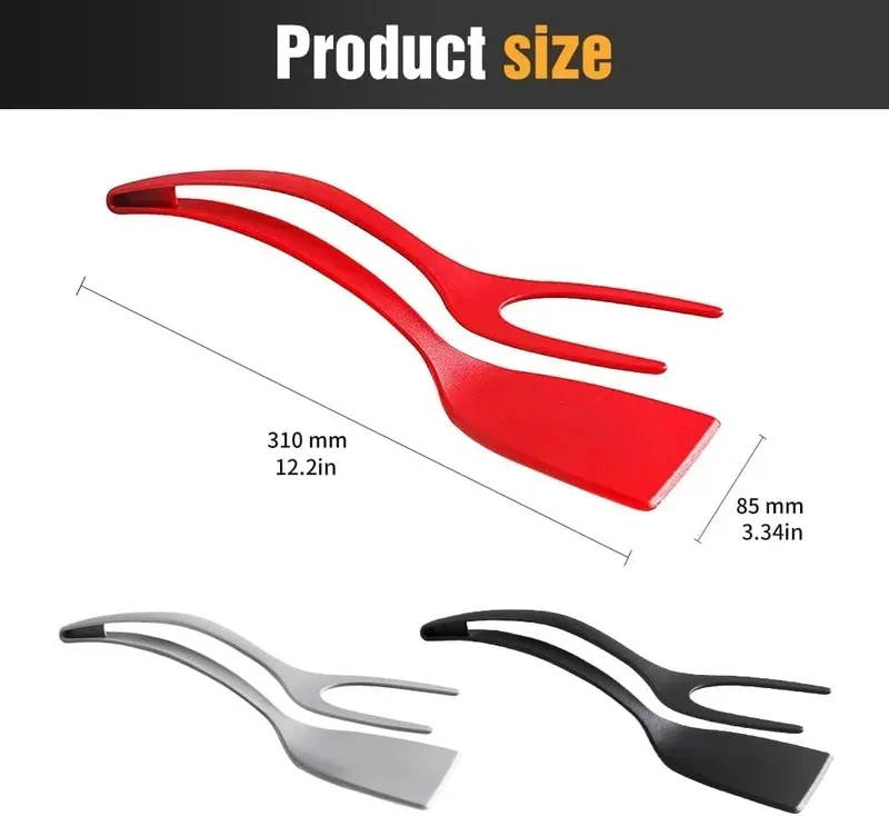 2025 Egg Flipper Spatula 2 in 1 Grip and Flip Spatula Tongs Silicone Egg Flipper Tool Fish French Toast Tongs Non-Stick Cooking — image 2