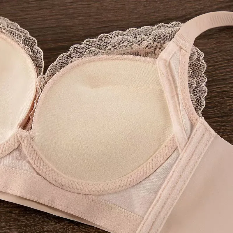 Bra Push-Up Tebal Renda Seksi untuk Payudara Kecil Anti-Kendur Boleh Laras Selesa Tanpa Wayar Pakaian Dalam — image 6