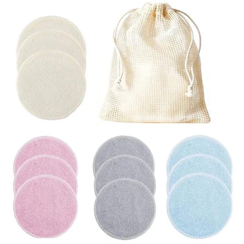 12pcs 재사용 가능한 목화 패드 빨 수있는 메이크업 리무버 디스크 빨 수있는 라운드 대나무 메이크업 패드 스킨 케어 도구 HZM06 — image 11