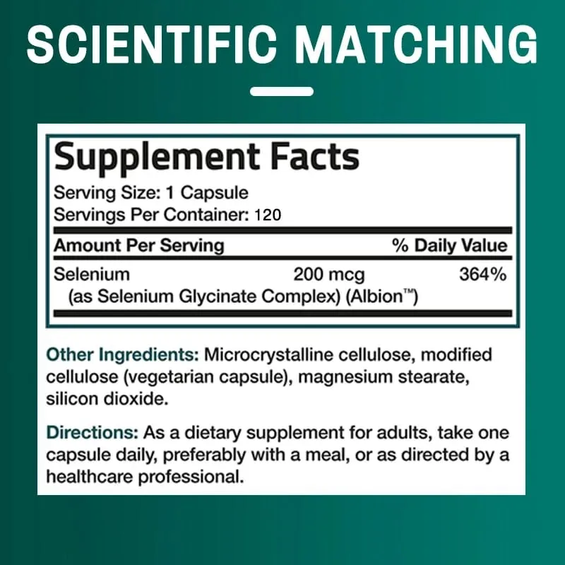 Selenium Supplement - Chelated Amino Acid Complex - High Absorption Antioxidant Enhances Immune Function Thyroid Support — image 7