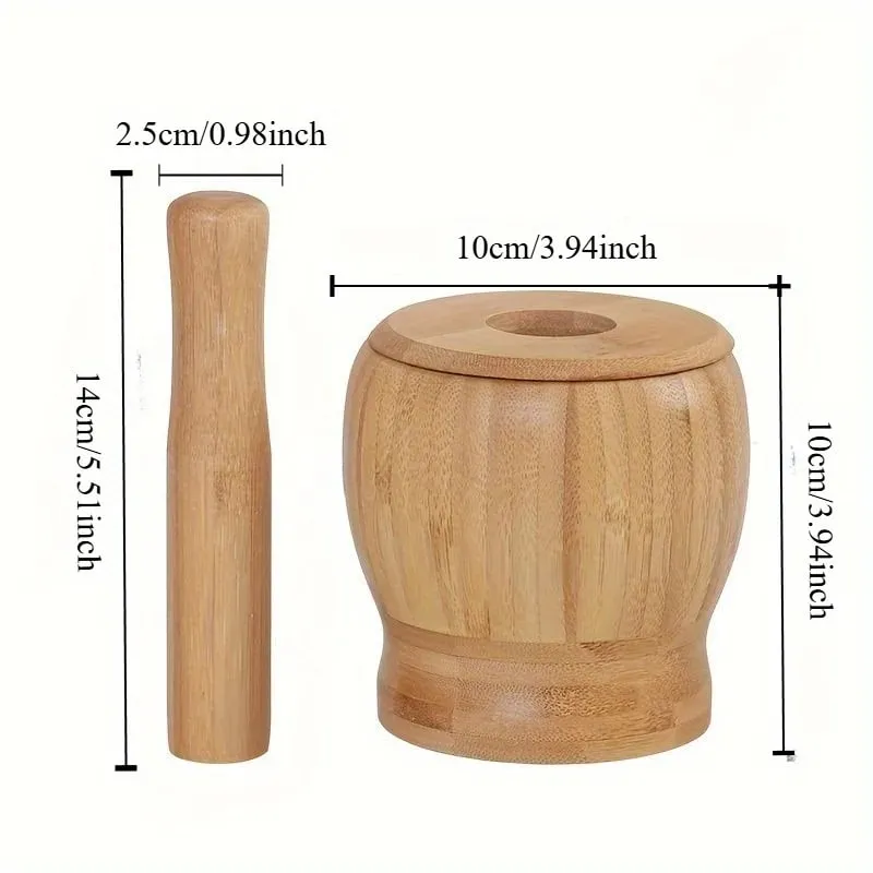 1set Bamboo garlic jar household kitchen food mixer garlic puree grinder with lid — image 7
