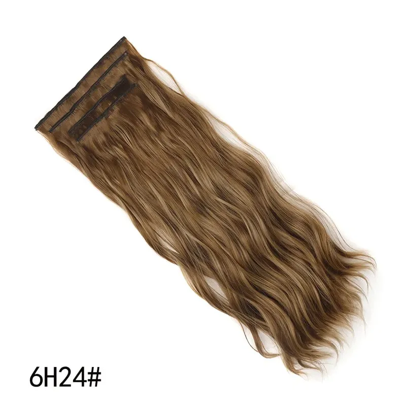 Jeedou Synthetic 4PCS/set Clip in Beach Wavy Hair Extensions Long Bouncy Curly Hairpieces Black Brown Color for Women