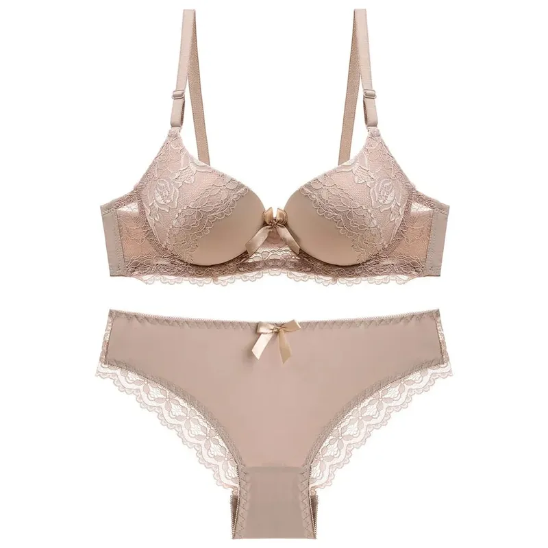 Bra Set Women's Sexy Lace Thin Cup Gather Adjustable Push Up Breathable Comfort Soft Ladies Underwear Lingerie Sets Bra Set