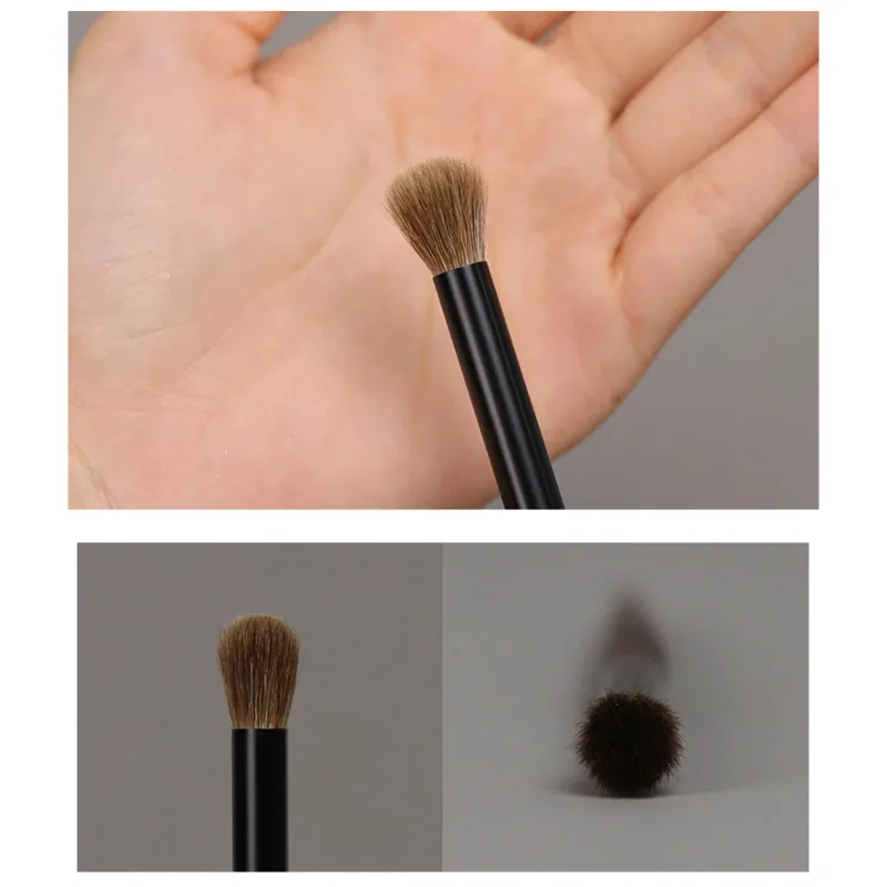 T127 pincéis de maquiagem artesanais profissionais, cabelo de cabra natural, nariz, sombra, pincel de mistura, cabo de madeira de ébano curto, pincel de maquiagem — image 3