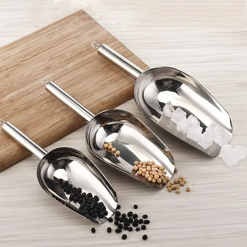 Stainless Steel Ice Shovel Multifunctional Ice Flour Sugar Scoop with 5/8/12 Ounce Ice Scooper for Ice Maker Bar Kitchen Tool — image 1