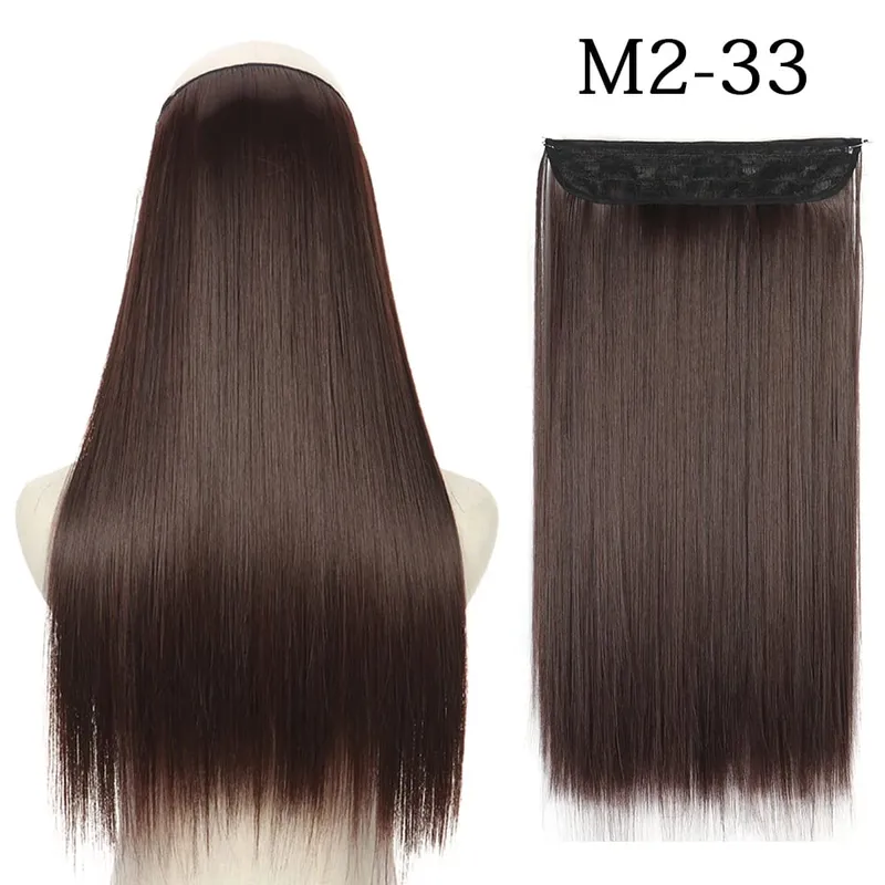 Synthetic Long Straight No Clip Invisible Line Hair Extensions 40 55 80cm Natural Brown Blonde Fake Hairpiece For Women